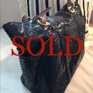 Michael Kors croc-finish patent leather satchel